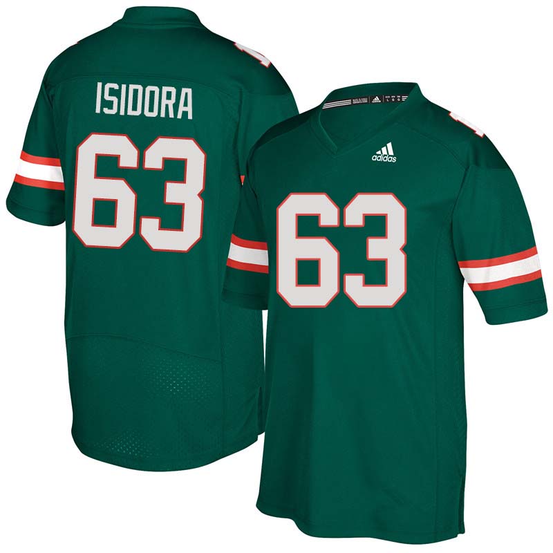 Adidas Miami Hurricanes #63 Danny Isidora College Football Jerseys Sale-Green